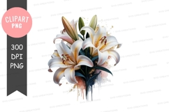 White lilies bouquet clipart png Product Image 1