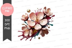 Cherry blossom bouquet clipart png Product Image 1