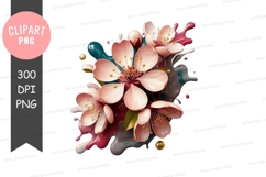 Cherry blossoms with paint splatter Product Image 1