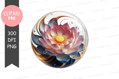 Lotus flower in a glass sphere clipart png Product Image 1