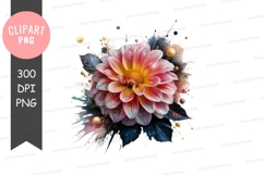 Vibrant dahlia flower clipart png Product Image 1