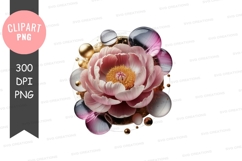 Elegant peony with ornaments clipart png Product Image 1