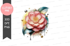 Elegant pink camellia flower clipart png Product Image 1