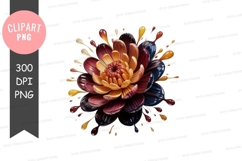 Vibrant flower with paint splatter clipart png Product Image 1