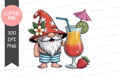 Gnome with tropical drink clipart png Product Image 1