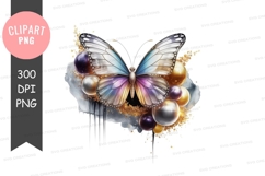 Colorful butterfly with jewels clipart png Product Image 1