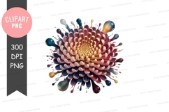 Vibrant flower with paint splatter clipart png Product Image 1