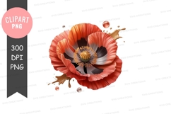 Vibrant poppy flower clipart png Product Image 1