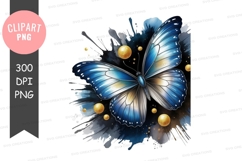 Blue butterfly with golden accents Product Image 1