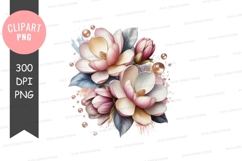 Delicate magnolia bouquet clipart png Product Image 1