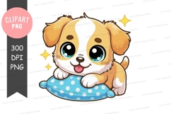 Cute puppy with frisbee clipart png Product Image 1