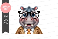 Smart hippo clipart png Product Image 1