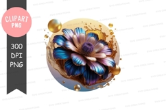 Blue and purple flower with golden accents Product Image 1