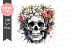 Floral skull clipart png Product Image 1