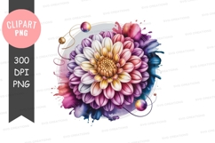 Vibrant dahlia flower clipart png Product Image 1