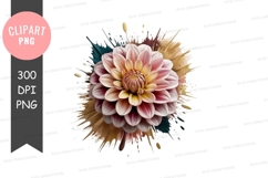 Pink dahlia with paint splatter Product Image 1