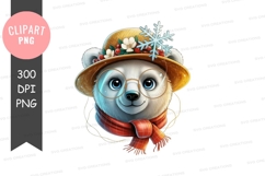 Polar bear with winter accessories clipart png Product Image 1