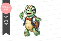 Cheerful turtle in formal wear clipart png Product Image 1