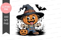 Playful scarecrow with pumpkins Product Image 1
