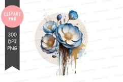 Blue floral bouquet clipart png Product Image 1
