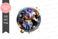 Elegant iris flower with pearls Product Image 1