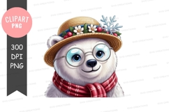 Adorable polar bear with festive hat and scarf Product Image 1