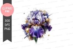 Elegant iris with pearls clipart png Product Image 1