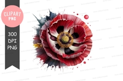 Vibrant poppy flower clipart png Product Image 1