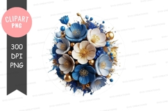 Blue and gold floral bouquet Product Image 1