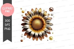 Golden sunflower clipart png Product Image 1