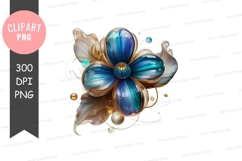 Abstract blue flower clipart png Product Image 1