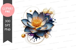 Elegant blue lotus flower clipart png Product Image 1