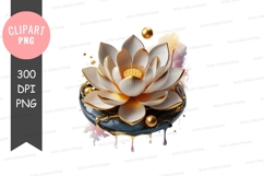Golden lotus flower clipart png Product Image 1