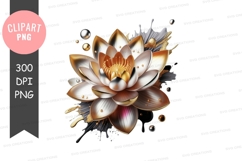 Golden lotus flower clipart png Product Image 1