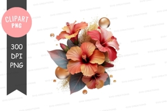 Vibrant tropical hibiscus flowers clipart png Product Image 1