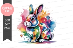 Colorful bunny with gems clipart png Product Image 1