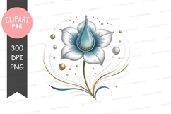Elegant blue flower clipart png Product Image 1
