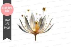 Golden lotus flower clipart png Product Image 1