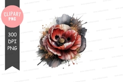 Vibrant poppy flower clipart png Product Image 1