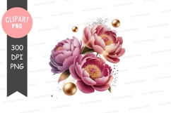 Elegant peony bouquet clipart png Product Image 1