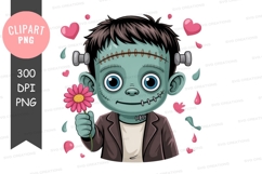 Cute frankenstein's monster holding a flower Product Image 1