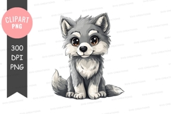 Cute wolf puppy clipart png Product Image 1