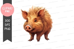 Cute brown pig clipart png Product Image 1