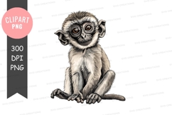 Curious baby monkey clipart png Product Image 1
