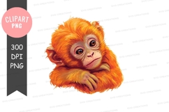 Cute baby monkey clipart png Product Image 1