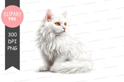 Graceful white cat clipart png Product Image 1