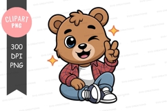 Cute cartoon bear clipart png Product Image 1