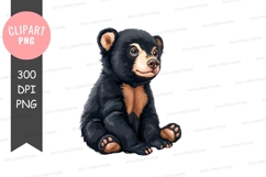 Cute black bear cub clipart png Product Image 1