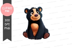 Cartoon black bear clipart png Product Image 1