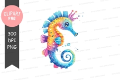 Colorful seahorse clipart png Product Image 1